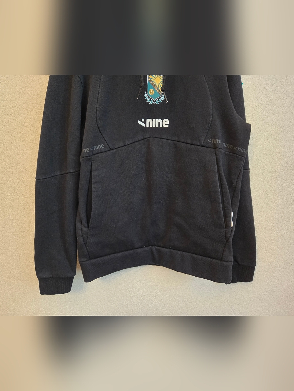 Ninesquared Academy Volleyball Hooded Sweatshirt Sz L Black, Logo Front & Back - Picture 3 of 10